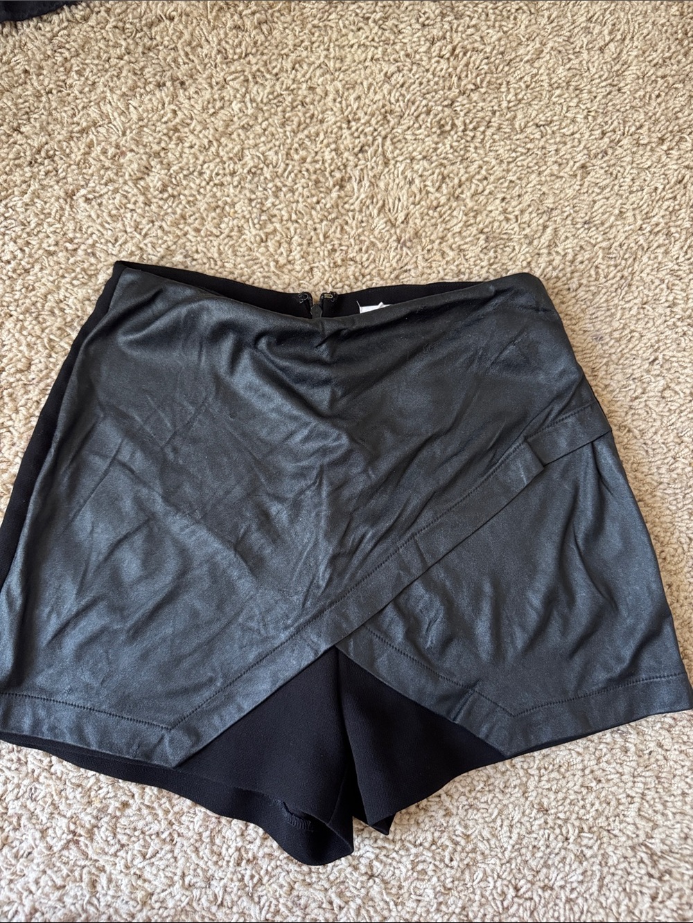 BCBGeneration Black Faux-Leather Wrap Skort